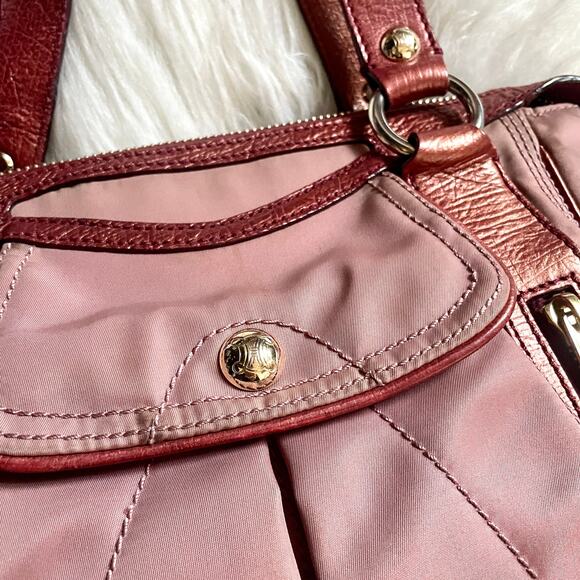 Celine Pink Nylon Triomphe Macadam Monogram Logo Shoulder Bag Purse 90's Y2K - Picture 3 of 16